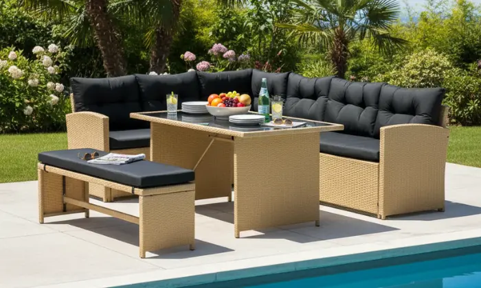 Bahamas Corner Lounge Outdoor Patio Set – All-Weather Wicker 1