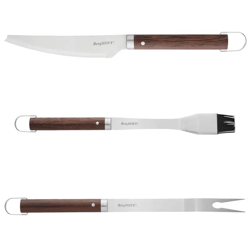Berghoff 3-Piece Bbq Tool Set – Heat-Resistant Tools With Solid Wood Handles 1