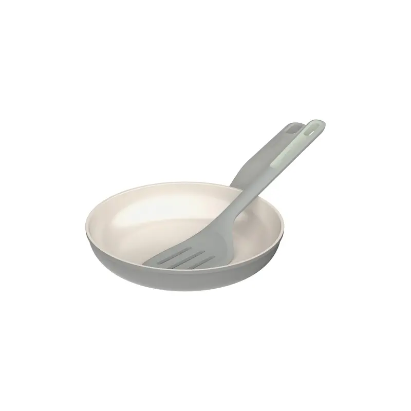 Berghoff Balance Ceramic 2-Piece Set – 9.5-Inch Pan + 13.75-Inch Nylon Turner, Moonmist Finish, Recycled Aluminum 1