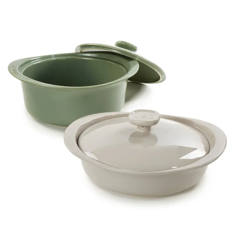 Berghoff Balance Stone Casserole Set — 4-Piece With Natural Stone Lids 1