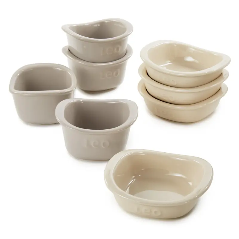 Berghoff Balance Stone Ramekin Set — 8-Piece Square Ceramic Baking Dish Collection 1