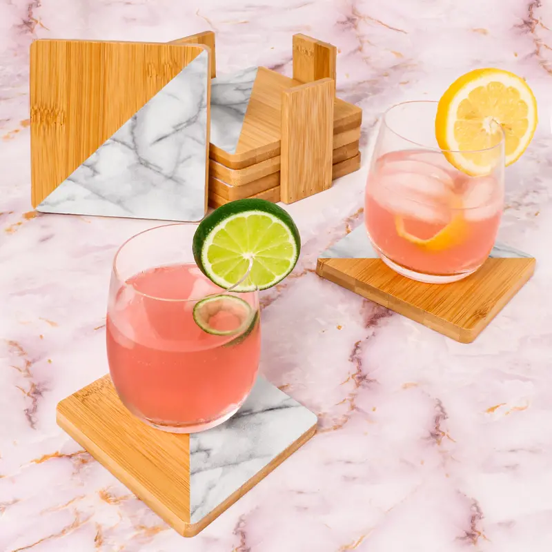 Berghoff Bamboo Square Coaster Collection – 14-Pack, Natural Wood Finish 1