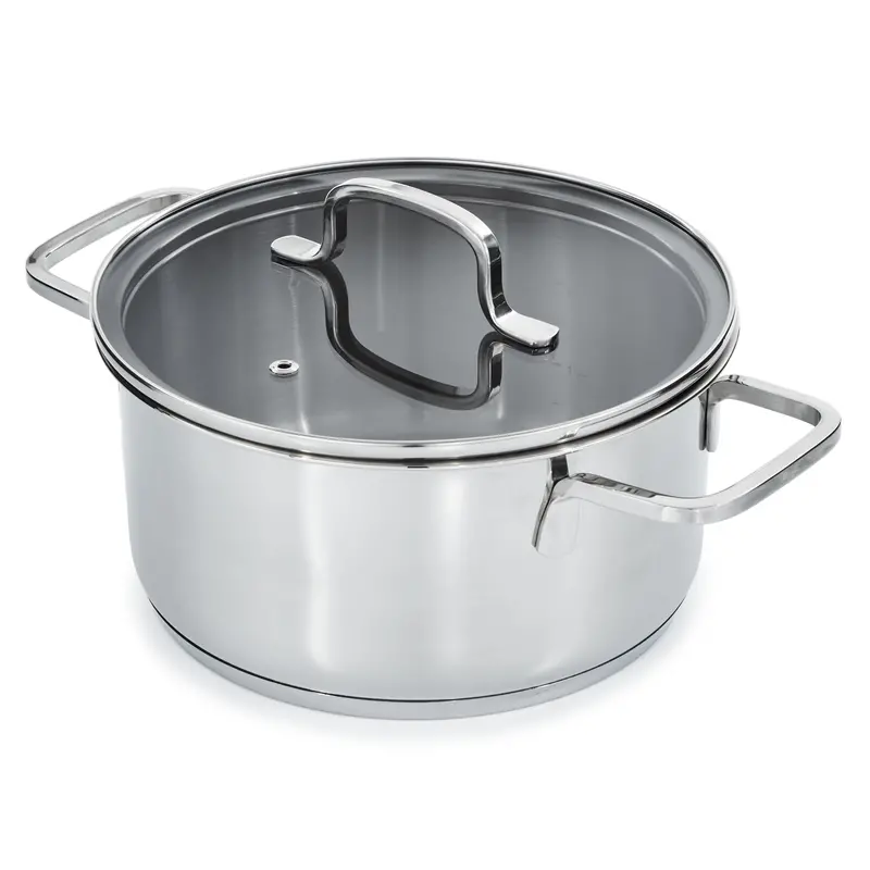 Berghoff Dina Helix 8-Inch Recycled Stainless Steel Stockpot (3.2 Qt) With Glass Lid 1