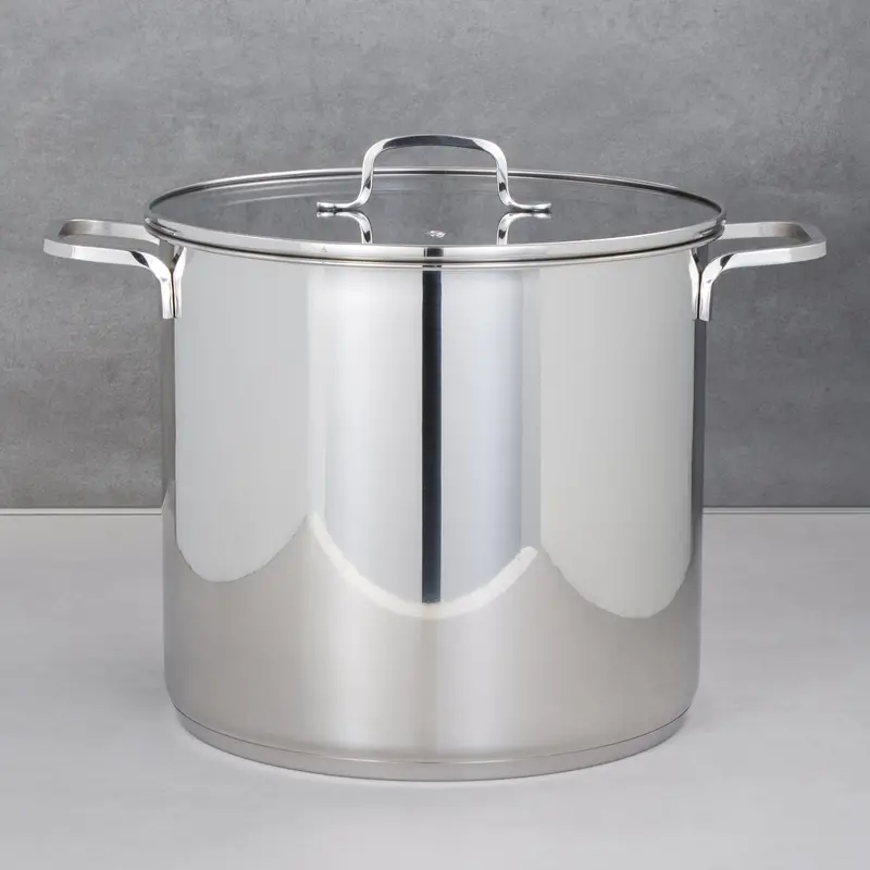 Berghoff Dina Helix Stockpot – 15.85 Qt Stainless Steel, 11" Diameter With Tempered Glass Lid 1