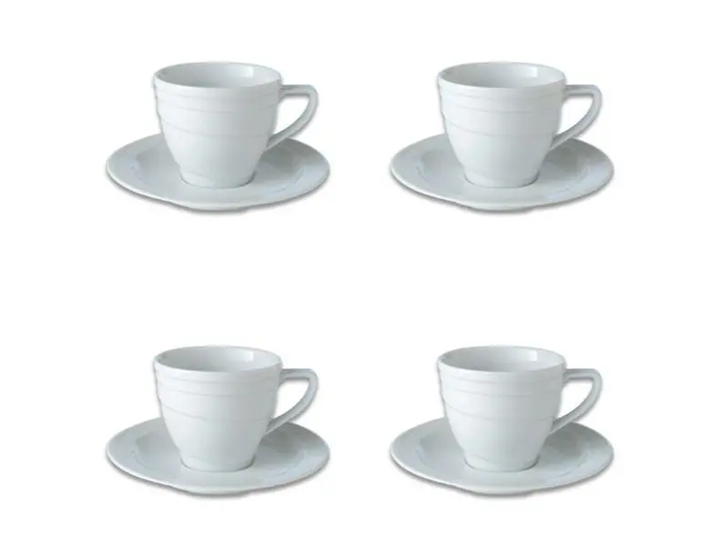 Berghoff Essentials 8.6 Oz Porcelain Teacup And Saucer Set (4-Piece) 1
