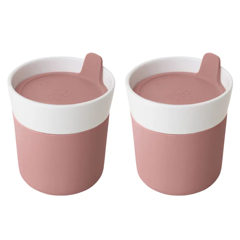 Berghoff Leo Pink Porcelain Travel Mug (8.4-Ounce, 2-Pack) 1
