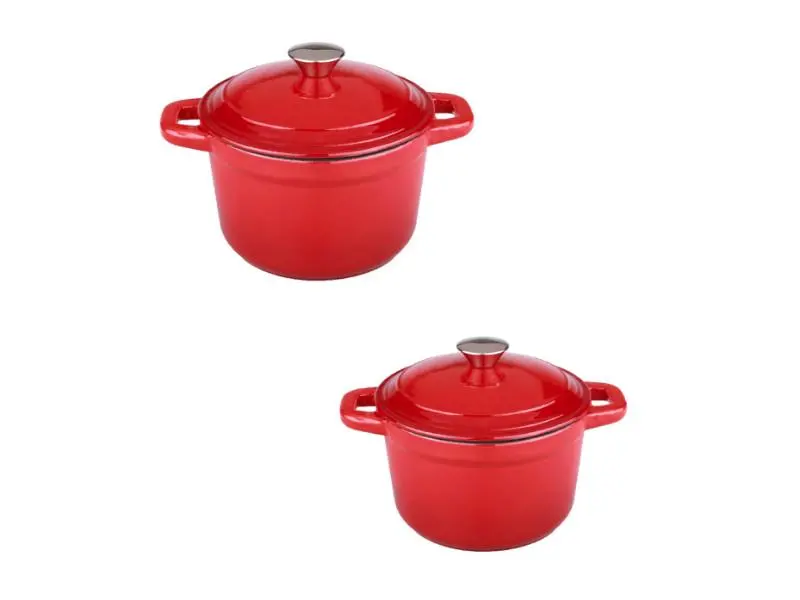 Berghoff Neo Cast Iron Starter Set – 4-Piece Red Enamel Cookware (3Qt + 7Qt) 1