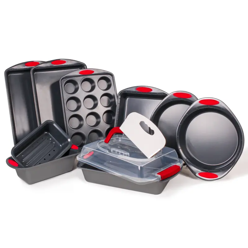 Berghoff Perfect Slice 11-Piece Bakeware Set – Grey And Red Accent Design 1