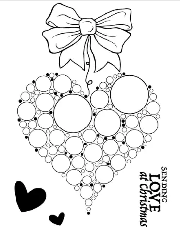 Big Bubble Bauble Heart Clear Stamp – 4" X 6" Holiday Design 1