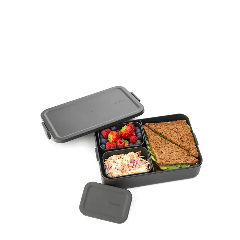 Brabantia Make & Take Bento Box – Large Compartmentalized Lunch Container, Gray 1