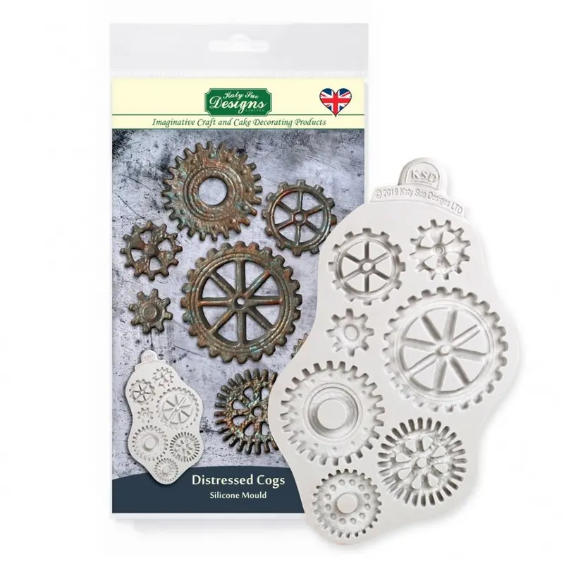 Distressed Gears And Cogs Silicone Mold For Vintage-Themed Cakes 1
