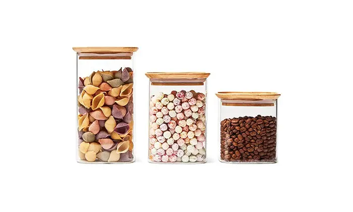 Fine Living Pristine Glass Jar With Bamboo Lid – Versatile Kitchen Storage 1