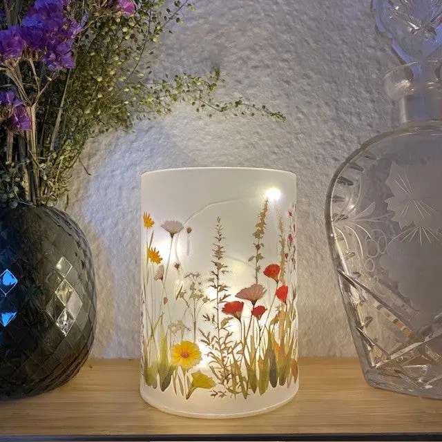 Floral Led Cylinder Vase – Red/Yellow/White Theme, Ø9X12 Cm, 10-Led String 1