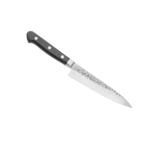 Kikuichi 5.3" Utility Knife – Elite Warikomi Damascus With Hammered Tsuchime Texture 1