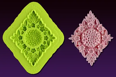 Large Floral Quadrille Silicone Cake Mold – Clear 1