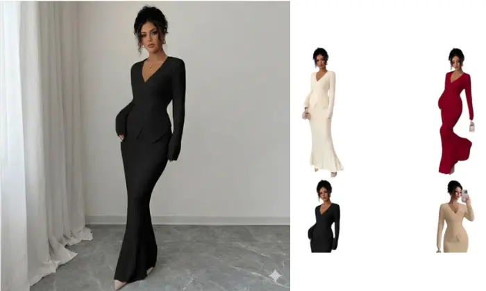 Long Sleeve Bodycon Maxi Dress – Elegant Women'S Evening Or Daywear 1