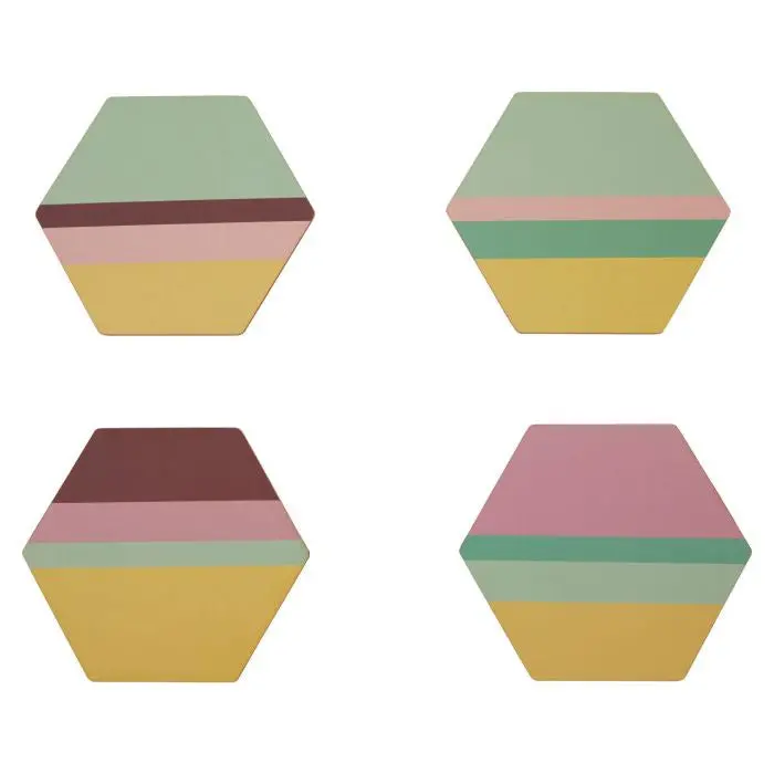 Premier Mimo Miami Strip Cork Coasters – Gold-Edged Set Of 4 1