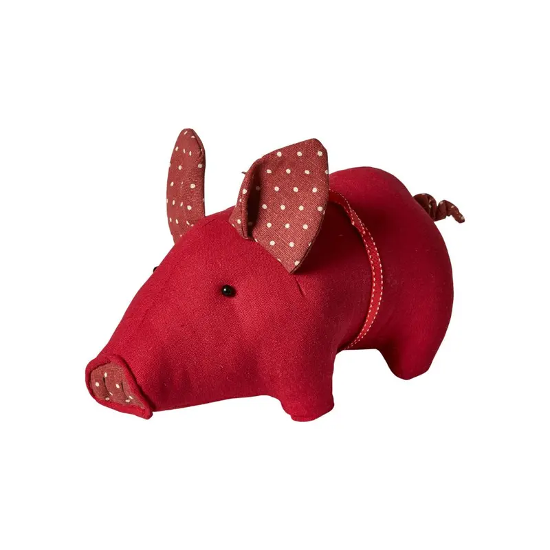 Red Christmas Pig Ornament With Bow, 23X13X12 Cm 1