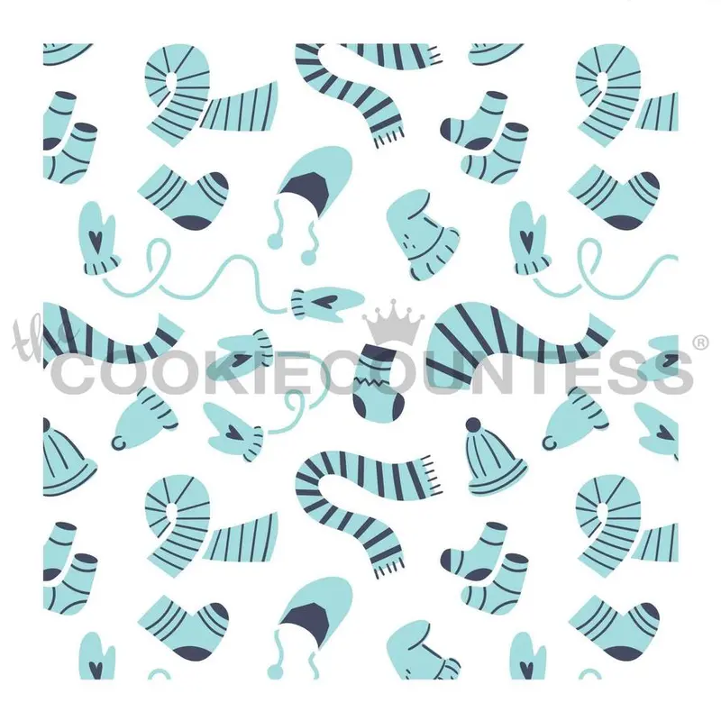 Winter Accessories Stencil Set – Mittens, Scarves & Hats (2-Piece) 1